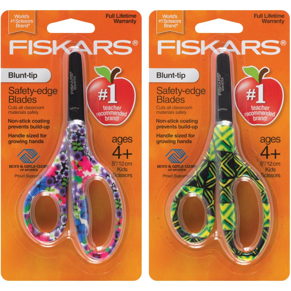 Fiskars Kids' Decorated Non-Stick Blunt Tip Scissors 5 Assorted